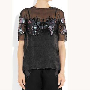 *Like New* Les Chiffoniers Black Floral Applique Top - Size M